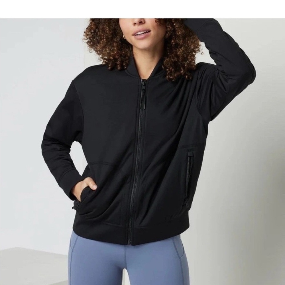Ladies Vuori Halo Basin Bomber Jacket Black - Full Zip - Sz L